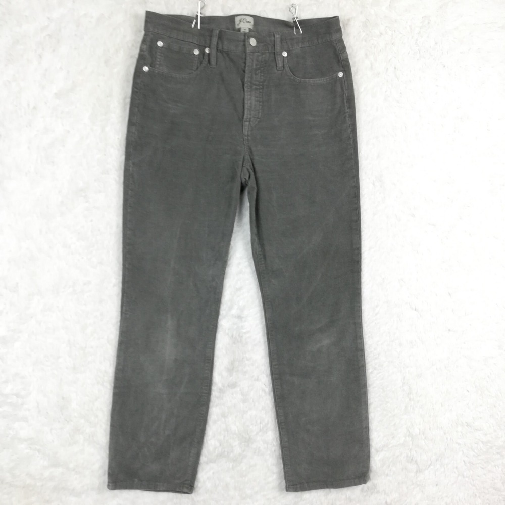 J. Crew Womens Pants Vintage Slim Straight Leg Corduroy Gray Mid Rise Stretch 30